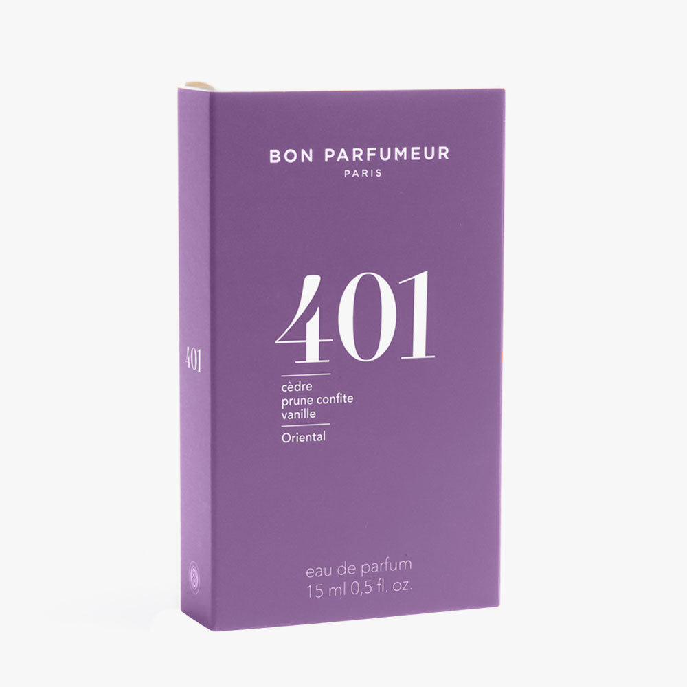 Bon Parfumeur 401 Eau de Parfum – Cedar, Candied Plum, Vanilla – 15ml von Nathalie Koobus in der Duftnote Fruchtig