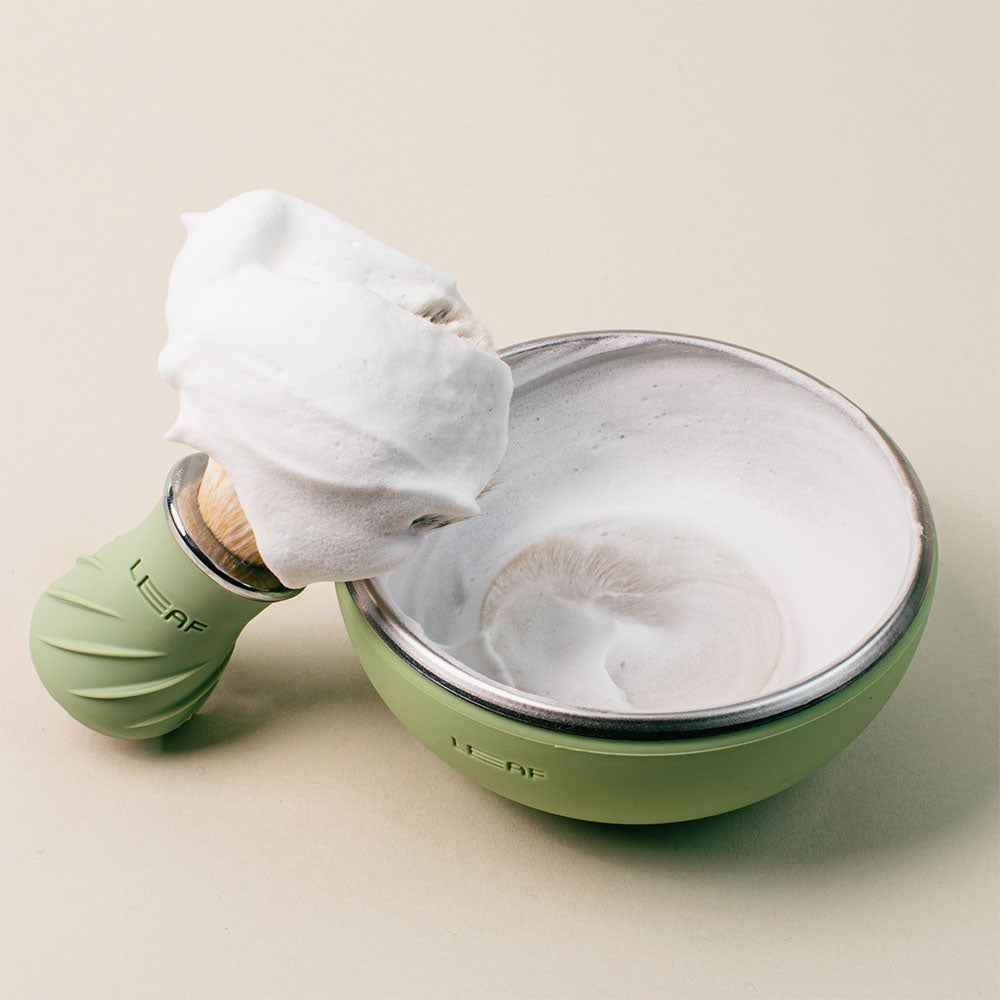 Leaf Shave Shave Bowl & Brush Set – Sage